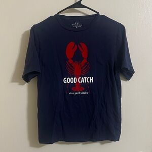 EUC Vineyard Vines Boys Large Lobster Good Catch Navy Tshirt